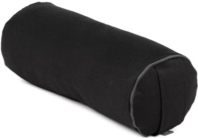 Bodhi Yoga Mini Bolster ECO | Ø 14 cm | 100% Bio-Baumwolle | Nackenrolle mit Buchweizenschalen | Yogabolster mit abnehmbarem und waschbarem Bezug | Yogarolle für Meditation | schwarz