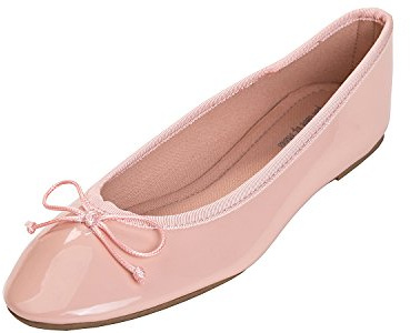 FEVERSOLE Women's Macaroon Colorful Memory Foam Cushion Insock Patent Ballet Flat Pink Size 10 M US