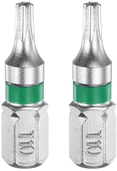 QUARKZMAN 2pz Punte Cacciavite Torx T10H 1/4 Attacco Esagonale 25mm/1 Lunghezza Stelle Magnetiche a 6 Punti Testa Esagonale Punte in Acciaio S2 per Cacciavite Elettrico con Foro Testa Torx