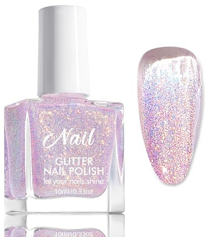 Glitzer Nagellack Lila - Ungiftiger Nagellack Auf Wasserbasis - Schnell Trocknende Nagelack - Reflective Glitter Nail Polish für Frauen DIY-Nagelkunst Zu Hause (Translucent Purple, 10 Ml)