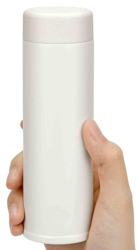 Linkidea Mini botella de agua de 150 ml, pequeña botella de agua de acero inoxidable aislada al vacío para bebidas calientes y frías, termo para bolso, bolso y bolsillo (blanco cremoso)