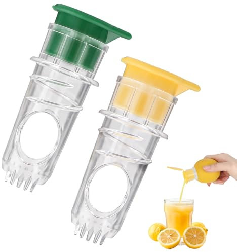 2PCS Lemon Squeezers,Manual Juicer Reusable Lemon Hand Juicer Lemon Squeezer Press,Easy to Clean Juice Squeezer for Extracting Limes Oranges Lemons Squeezer Press for Kitchen (Green,Yellow)