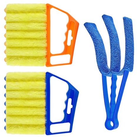 SYEYCW 3 Pièces Nettoyage de Stores, Réutilisable Outil de Nettoyage de Stores, Nettoyeur de Store VéNitien avec 7 Rouleaux Tête de Brosses, pour Store VéNitiens, Climatiseurs Verticaux