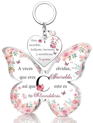 Regalos Inspiradores Carteles y Placas Decorativas Llavero Acrílica Juego A a la Z Letra Inicial 26 Alfabetos Cumpleaños Navidad Amiga Hija Recuerdo Graduación Mujeres Personalizadas San Valentín (C)