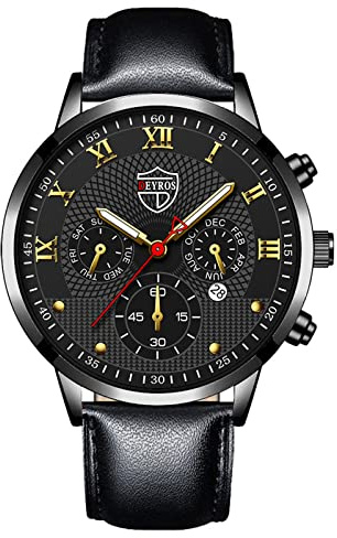 Herrklockor vardaglig läder analog kvartsklocka män armbandsur klocka affärsdatum avslappnad klocka pojkar klänning klockor åldrarna 7-10, c, En storlek