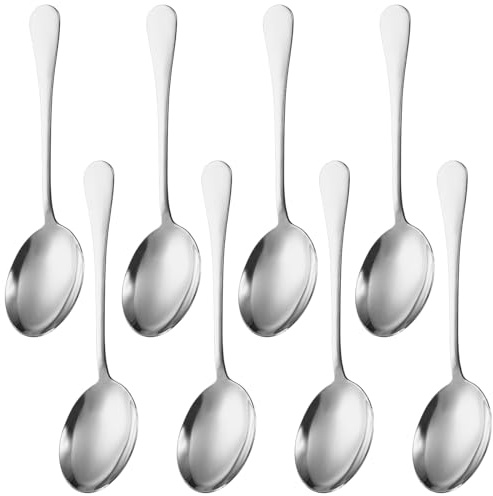 8 cucchiai da buffet grandi, 24 x 6,3 cm, in acciaio inox, color argento, per catering e feste