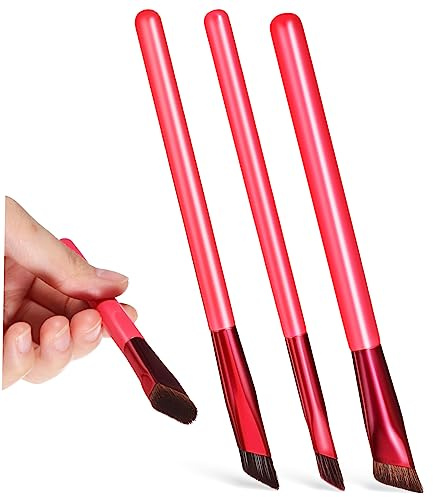 Cepillo para Cejas Realista de 3 Piezas, Fibra Artificial y Madera