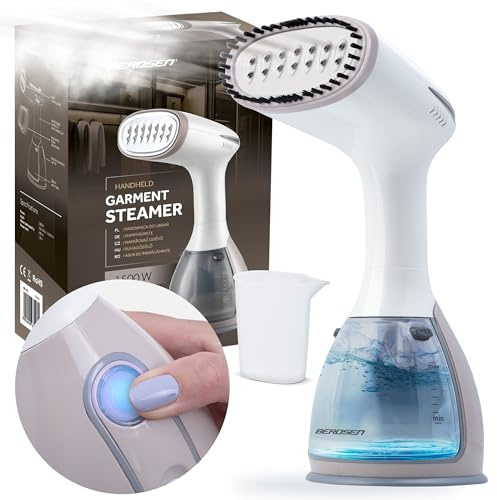 Berdsen Steamer Dampfglätter - 1500W 32g/min - Dampfbügel Dampfbürste Dampfbügeleisen Reisebügeleisen - Kompakt - Weiß