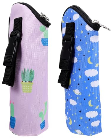 SOPOTUTU 2 Stück Isolierflasche Flaschenwärmer Tasche mit Isolierung Leichter Babyflaschen Tragetasche für Unterwegs Geeignet für Kinderwagen mit Modischem Himmel Kaktus Muster