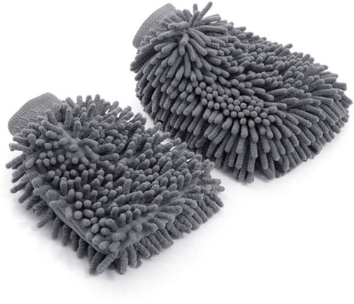 2 Pièces Kit Nettoyage Voiture, Gant Lavage Voiture, Gant Lavage Voiture, Gant Microfibre Nettoyage Voiture, Microfibre Sechage Voitures, Chiffon Anti-Rayures pour Auto et Moto