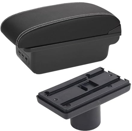 Compartimento Central para reposabrazos de Coche, para Seat Ibiza 6J, para Ibiza 6L con portavasos y USB (B2 línea Negra 3 USB) (B3, para Blanco y Negro 3 USB)