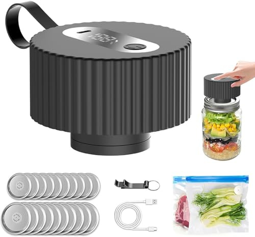 Fayelong Upgraded Smart 3-in-1 Electric Mason Jar Vacuum Sealer Fits Both Wide & Regular Mouth Jars A Must-Have Tool for Mason Jars, Jar Vacuum Sealer