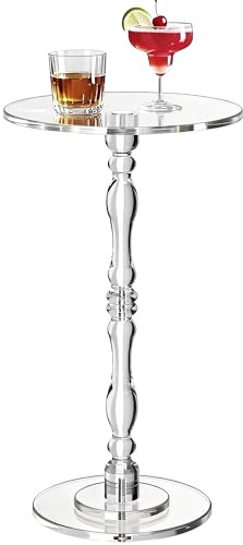 solaround Acrylic Side Table, Classic Roman Column Pedestal End Table for Living Room, Bedroom,Balcony，Easy Assembly (Clear, Large)