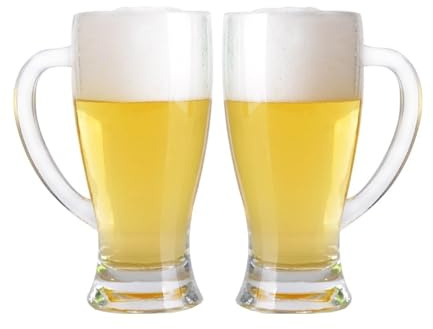 XUJUAN-0227 Cristalleria Set di bicchieri da birra, boccali in vetro 450 ml con manico, pub, set 2