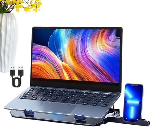 Dispositif de Refroidissement pour Ordinateur Portable | Support de Bureau Réglable pour PC - Support avec Ventilateur d'Ordinateur Portable | pour Réunion, Bureau, Travail, Voyage et Appartement