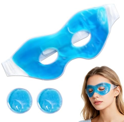 Kühlmaske Augen,Kühlmaske Gesicht mit 2x Augen Kühlpads,Wiederverwendbare Augenmaske Kühlend,Kühlmaskes Gesicht Gegen Geschwollene und MüdeAugen,Cooling Eye Mask für Heiße Kältetherapie,Entspannung