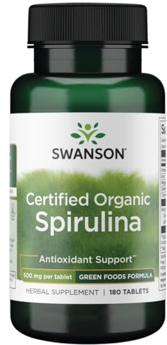 Swanson Certified Organic Spirulina 500 Milligrams 180 Tabs