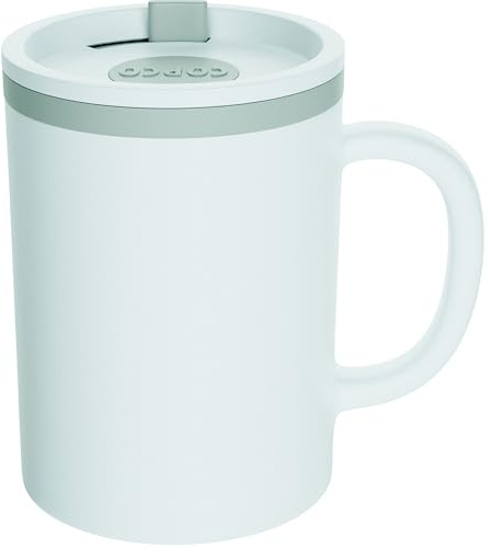 Copco Desk Mug 16 oz - Durable BPA-Free, Double-Wall Insulation for Hot & Cold Drinks, Microwave & Dishwasher Safe, Ideal for Office, Home, Travel - Spill-Resistant Reusable Mug (Grey)