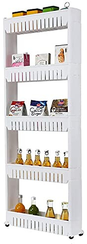 Taylor & Brown 5-Tier Slim Slide Out Kitchen Trolley, Storage Shelf, Moving Wall Cabinets Tower Holder Rack on Wheels, Rolling Storage Unit Cart for Kitchen/Laundry/Bathroom