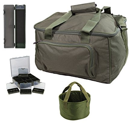 G8DS® Karpfen-Angel-Set Quickfish : G8DS®Rig-Wallet für bis zu 20 fertig gebundene Rigs + G8DS®Angelkasten 4in1 + G8DS®Angeltasche + faltbarer G8DS®Futtereimer