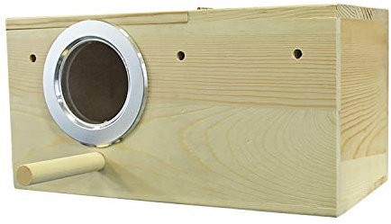 Sturdy Nest Box - Cage Attachment, Hinged Lid, Perching Ledge - for Sugar Glider, Squirrel, Rat, Finch, Parakeet, Lovebird, Parrotlet, Lovebird, Canary, Cockatiel, Other Birds & Small Pets (Large)