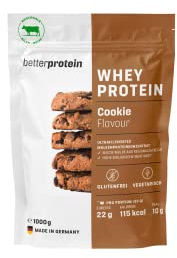 Whey Protein - Cookies & Cream 1 kg - Produziert in Deutschland aus regionaler Milch - Eiweißpulver zum Muskelaufbau und Abnehmen - Beutel - betterprotein ® -