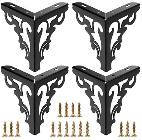 Sumnacon 4Pcs Modern Sofa Legs Furniture Accessories of Table Cabinet Metal Feets Stainless Steel Furniture Legs with Screws (Black 15CM)