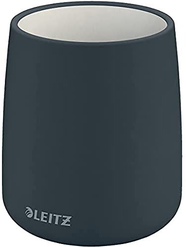 Leitz Stifteköcher, Stiftehalter aus Keramik, Samtgrau, Cosy-Serie, 53290089