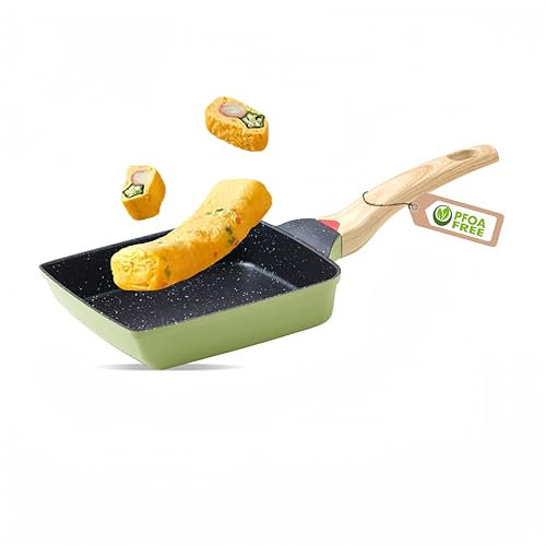 HARLIANGXY Padella per Omelette Giapponese, Padella Tamagoyaki con Rivestimento Antiaderente, Verde, Padella Rettangolare per Frittata per Induzione e Gas