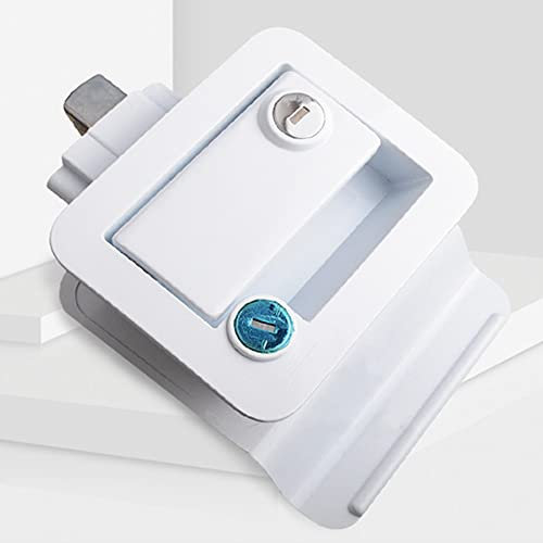 Baceyong Serratura per porta di ingresso per pallet per camper, Accessorio per rimorchio camper con serratura a catenaccio Serratura per armadietto per rimorchio per auto camper Bianco/Nero