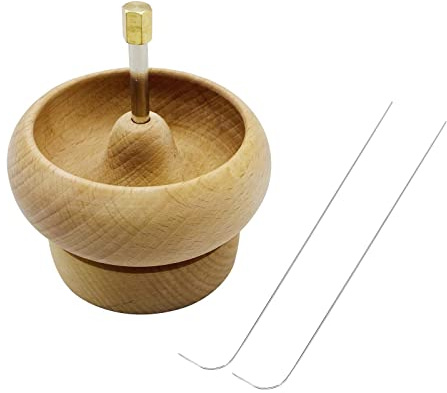 F Fityle Bead Spinner Kit - Holzperlen Schüssel Set mit Beading Needle zum Auffädeln Basteln für Schmuckherstellung