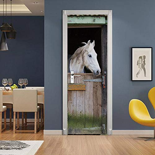 VIRANDA Türtapete 3D Selbstklebend TürPoster - Pferd - Fototapete Türfolie Abnehmbar Wandtapete Wohnzimmer PVC Wasserdichte Schlafzimmer Türaufkleber 86 x 200 cm
