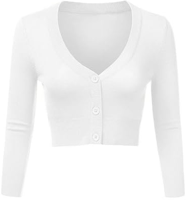 Irevial Bolero Damen Langarm Kurze Strickjacke V-Ausschnitt Knopf | Strick, Weich, Open Front, Festlich, Casual Shrug, für Casual Freizeit