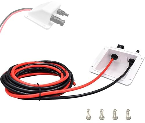 Trisinger Dachdurchführung Solar, Doppel Kabeldurchführung mit 6mm² 3m UV-beständige Verlängerungskabel, IP68 Wasserdichtes PV Solarstecker, für Wohnmobile/Caravan/Boote/Camper(weiße, 3meter Kabel)