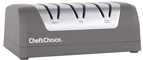 Chef'sChoice Electric Knife Sharpeners with Rechargeable Battery for 20-Degree Straight and Serrated Knives using 100-Percent Diamond Abrasives, 3-Stage, Gray