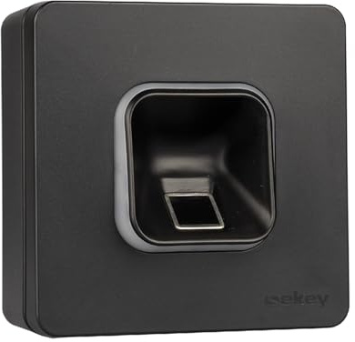 EKEY 203706 xLine Fingerprintset (Fingerprint Schwarz, Kunststoffrahmen Schwarz, Aufputzgehäuse, Controller), Biometrische Zutrittslösung zur Aufputzmontage, 0,4 W, 12-24 V, Schwarzer Fingerprint