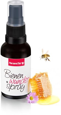 HERZENSTIER Bienenwunderspray Wundspray für Hund, Katze & Pferd - wirksam bei rissigen Pfoten & Hautproblemen, juckreizlindernd & pflegend - natürliche Wundheilung mit Propolis & Honig, 30 ml