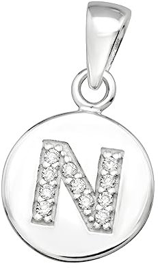 Laimons Mädchen-Anhänger Buchstaben-Anhänger mit Zirkonia, Sterling Silber 925, Verfügbar in Silber und Vergoldet (N)