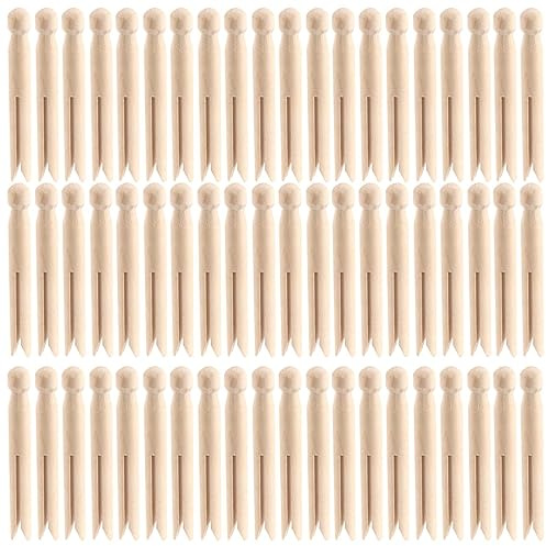 HEIHAK 120 Pcs 11cm Wooden Dolly Pegs, Traditional Style Round Wooden Dolly Clothes Pegs for Washing Line, Ideal for Art, Craft, DIY Garment Pins, Woodcraft