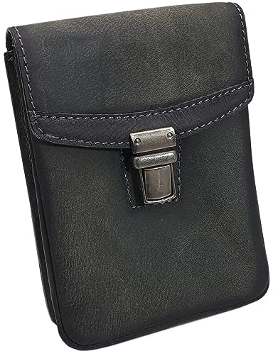 Büffel-Vollleder Gürteltasche (Modell 1 / Hochformat/Vintage-Grau) | Hüfttasche, Tasche