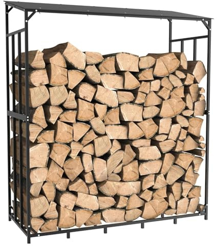 Primal Internet GmbH Premium Kaminholzregal aussen Metall mit Dach | Brennholzregal außen | Holzmiete für draußen modular erweiterbar