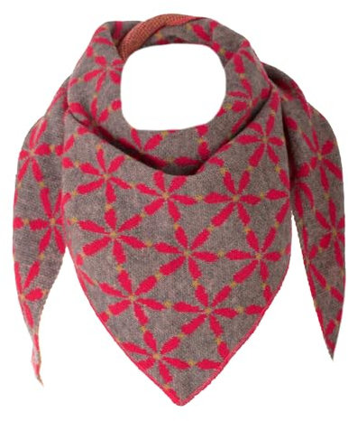 FASHION YOU WANT XXL Schal flauschig schal-tuch damen dicker dreieckstuch groß Wolle BLUME Farben kuschelig (fuchsia/dunkelgrau)