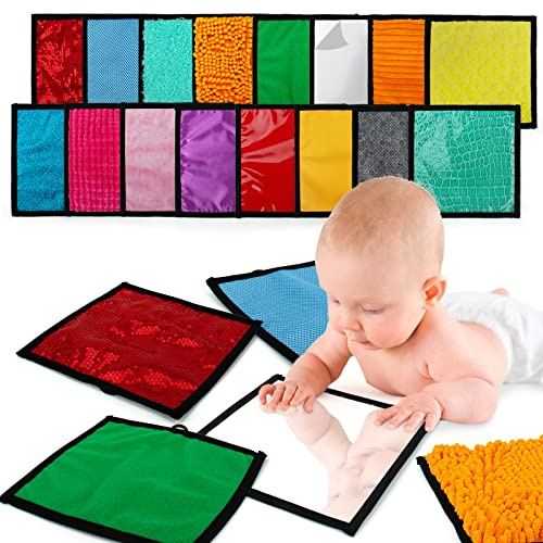 16 Set Sensory Mini Baby Play Mat, Assorted Textured Sensory Tiles ＆ Wall