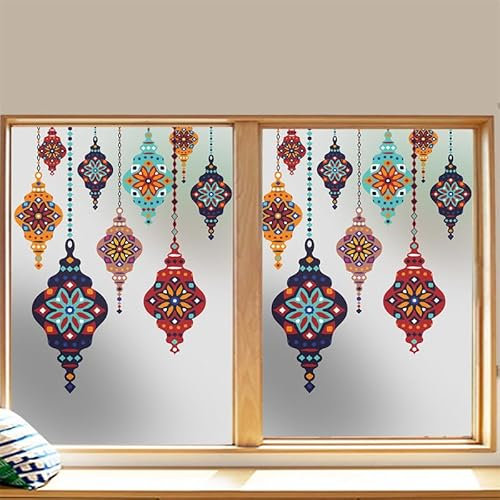 Fensterfolie Orange Blau Marokko Fensterfolie Blickdicht Anti-UV Sichtschutzfolie Fenster Milchglasfolie Zuhause Büro Folie Fenster Sichtschutz Window Film 3P/45x100cm