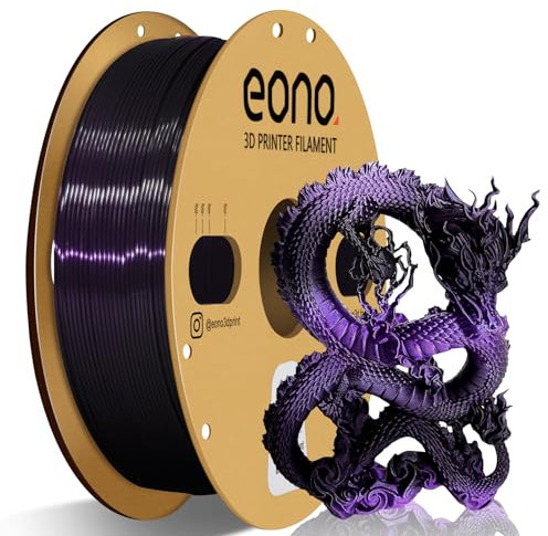 Eono Schwarz Lila Grad Filament Mehrfarbig, PLA 1.75mm Silk Zweifarbig Schwarz Lila, 1kg Spule +/- 0,03 mm (2.2lbs)