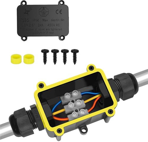 IP68 Waterproof Junction Box 2-Way Line Outdoor Waterproof Electrical Cable Connectors Boxes Line M25 Cable Wire Connector Electrical Junction Boxes for 4-12MM Diameter Cable