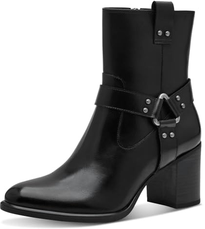 MARCO TOZZI Damen Stiefeletten mit Absatz mit Blockabsatz mit Reißverschluss, Schwarz (Black), 41 EU