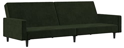 Gecheer Schlafsofa 2-Sitzer Doppelsofa Sofa mit Holzrahmen,Loungesofa Polstersofa Schlafcouch Couch Sofabett Tagesbett Gästebett Relaxsofa Relaxcouch Samtsofa für Wohnzimmer Heimkino Büro Dunkelgrün