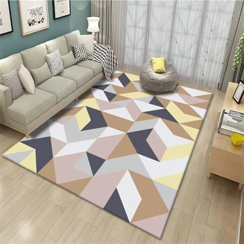 Xiaosua Teppich Wohnzimmer Kurzflor140x200CM Rutschstopp teppiche fürs kinderzimmer Waschbarer bunter moderner Heimkunstteppich Gelb Gamer