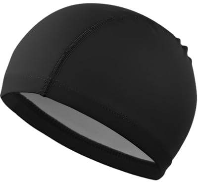 EOYVAIL Cuffie da nuoto，Cuffie da piscina per uomo e donna, Cuffie da nuoto, Accessori per il nuoto, Cuffie da nuoto impermeabili, Cura dei capelli elasticizzati (Nero)